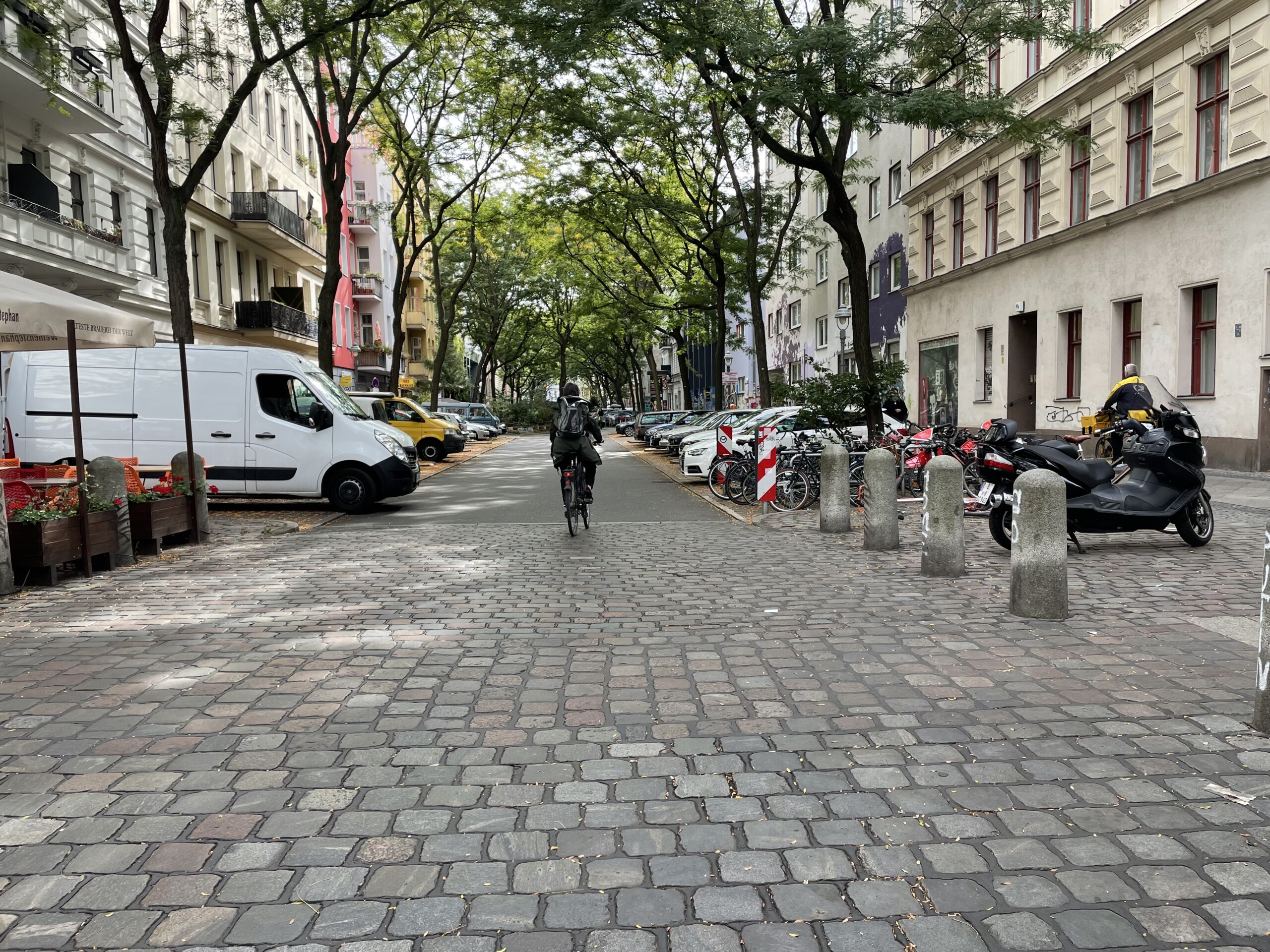 Straße im Graefekiez Fahrradfahrende person