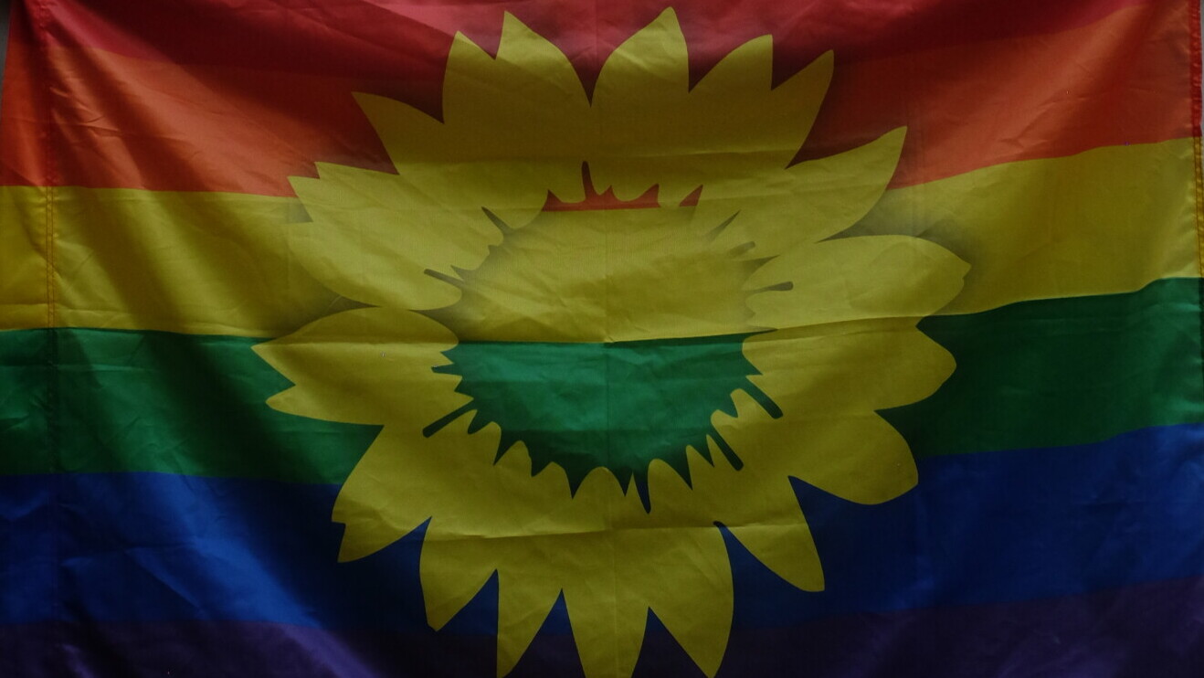 Pride Flagge mit Sonnenblume der Grünen